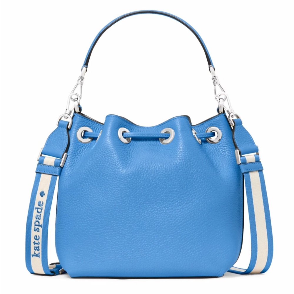 New Kate Spade Emma Small Bucket Bag Pebble Leather Tide Pool - Picture 5 of 5